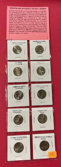 8 Brilliant Uncirculated Roosevelt Dimes & Westward Journey Nickle Series