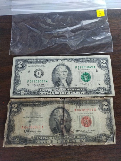 (1) 1963 2 Dollar Bill & (1) 1995 2 Dollar Bill
