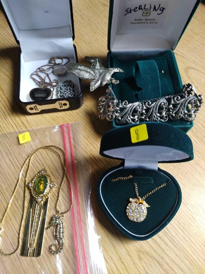 Bracelet, Gold & Silver Necklaces & Bird Pendant