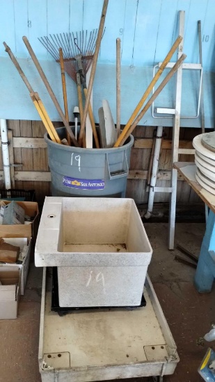 Mop Sink, Cart, Trash Can, Hand Tools, Crutches
