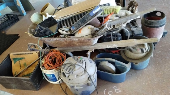 Vacuums, Wheel Barrow, Misc Items, Parts, Grease Guns
