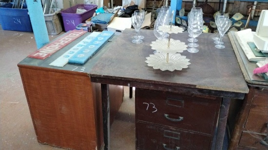 Wine Glasses, Signs, Phone Both Glass Inserts, Table, Cabinet