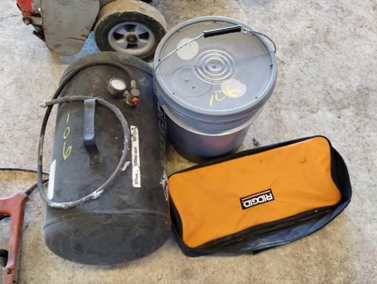 Portable Air Tank, Paint Bucket, Ryobi Tool Bag