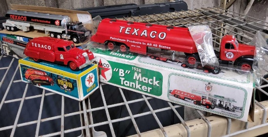 Texaco "B" Mack Tanker Bank, Texaco Toy Tanker Truck, Texaco Doge Airflow Die-Cast Bank
