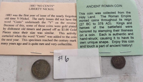 Ancient Roman Coin & 1883 Liberty Nickel
