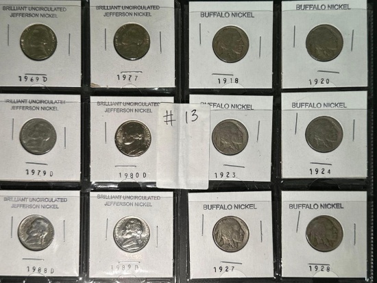 1918-1928 Buffalo Nickel 1969-1989 Brilliant Uncirculated Jefferson Nickel