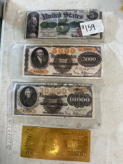 United States Note Bills & Gold Plated Bill