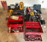 Hand & Power Tools on floor, tool bar