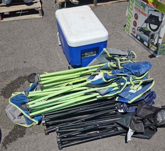 Ice Chest and Folding Chairs