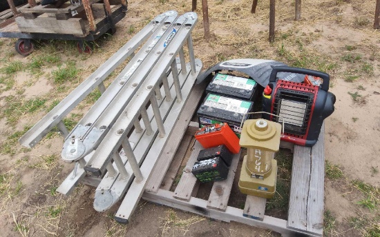 Ladder, Batteries, Heater, and Lamp