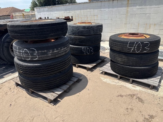 11-R-22.5 Tires with Rims 11 Total