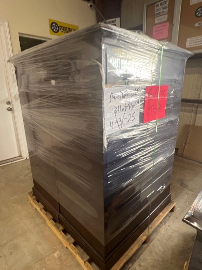 2- Cherry Wood 4 Drawer Lateral File Cabinet w/ Glass Top