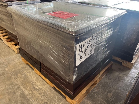 2- Cherry Wood 2 Drawer Lateral File Cabinet w/ Glass Top