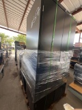 28- KI Purple Sled Chairs, Black Metal Storage Cabinet, 5- Empty trainer Cases, 2- Bionaire Tower