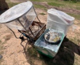 Rolling Table, Bins, Metal Tray & Pitcher
