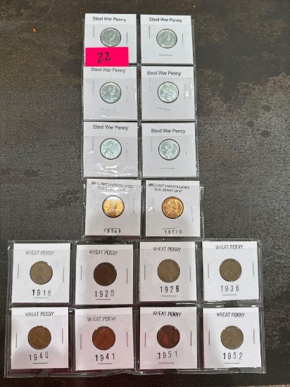 Steel War Penny, Wheat Penny & Old Wheat Cent