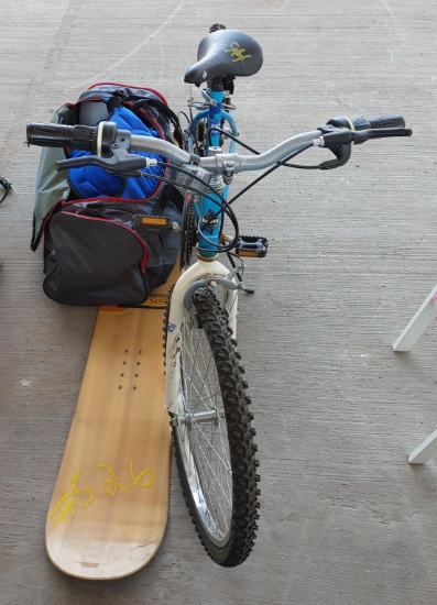 Bicycle, Snowboard Attachment and Duffel Bag