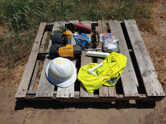 Nail Applicator, Hard Hat, Vest, Grinder and Surge Protectors