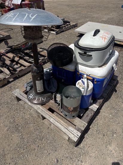 Outdoor Heater, Charcoal Chimney Starter, Ice Chests and Food Warmer