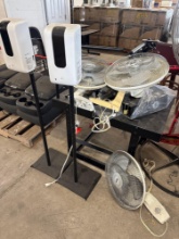 Worktable, Sanitizer Dispensers & Air King Fans