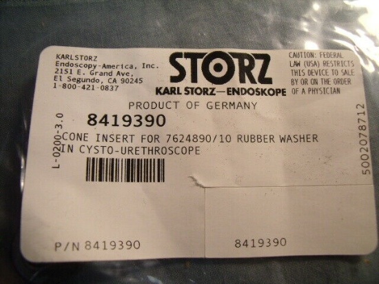 8419390 KARL STORZ INSERT CONE F/USE W/7624890/10 Rubber Washer !