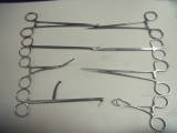 Lot of 8 Surgical Instruments:  Forceps: rf02-611, rf02-229, Rf02-270, rrm5005-64, BF461R,  & scisso