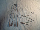 Lot of 7 Misc Surgical Instruments Bits, Forceps Scissors