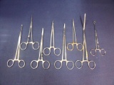 Lot of 8 Forceps Scissors: 135-190, weck 165, 50-1181. the rest unnumbered