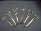 Lot of 6 angled Clamps forceps 35-3872 x2, Pilling LIFELOK USA X.XO x2,su7040, & Mueller no #.