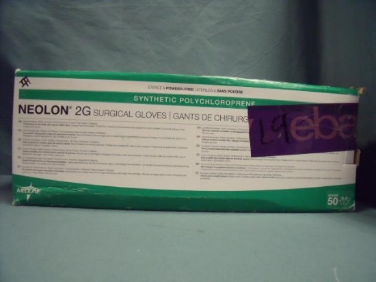 BOX OF 50 NEOLON 2G SURGICAL GLOVES EXPIRE 2017