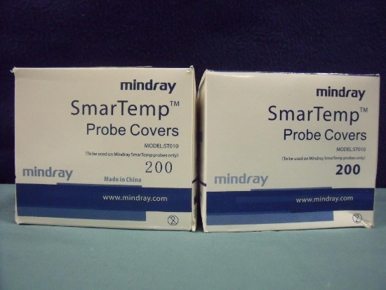 TWO BOXES OF 200 EACH MINDRAY (400 TOTAL) SMARTEMP PROBE COVERS