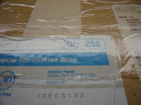 BOX OF 250 CARDINAL HEALTH # 4045 CONVERTORS BRAND BIO-SHIELD REGULAR STERILIZATION WRAPS 45 X 45
