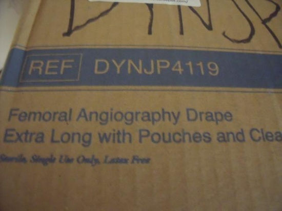 BOX OF 8 DYNJP4119 FEMORAL ANGIOGRAPHY DRAPES EXTRA LONG W/ POUCHES