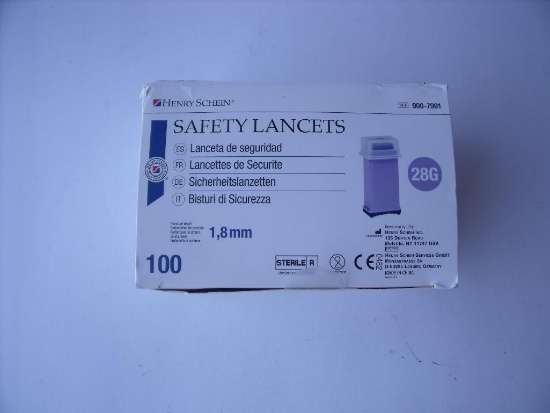 HENRY SCHEIN 900-7991 BAG OF 100 SAFETY LANCETS 28G!