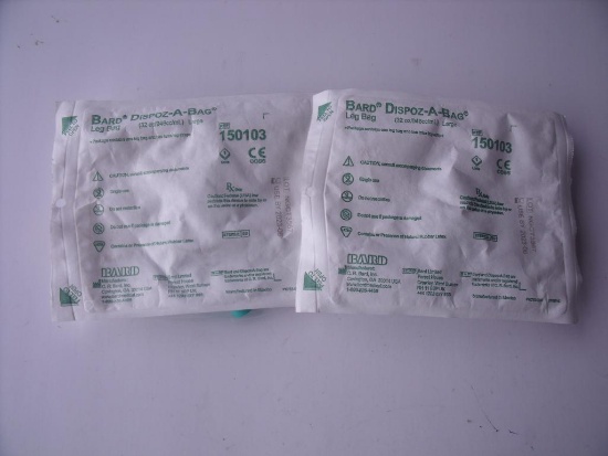 BARD 150103 BAG OF 2 DISPOZ-A-BAG, LEG BAG, LARGE!W OLD STOCK
