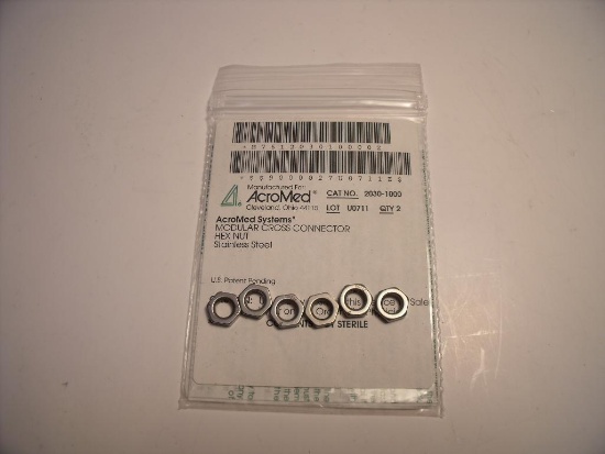 ACROMED SYSTEMS 2030-1000 6 MODULAR CROSS CONNESTOR HEX NUTS, STAINLESS STEEL!