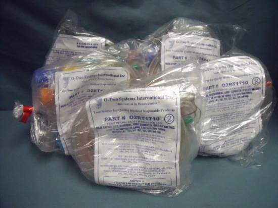Lot of 5 O-Two Oxygen Mask Kits O2RT1710