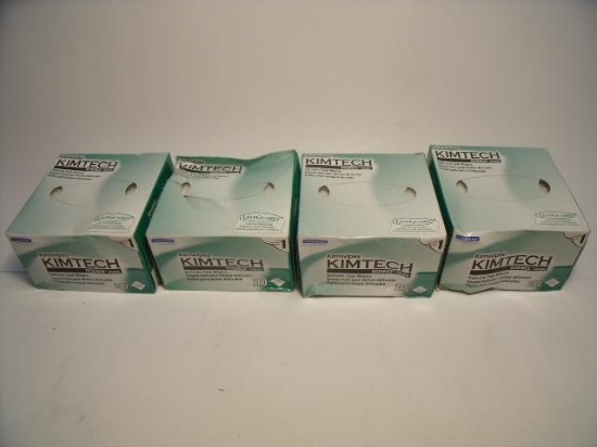 KIMBERLY-CLARK KIMTECH LOT OF 4, KIMWIPES, DELICATE TASK WIPERS, 280 PER BOX, 1 PLY, 4.4 X 8.4 IN!