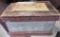 1800's painted wooden toolbox with interior marquetry