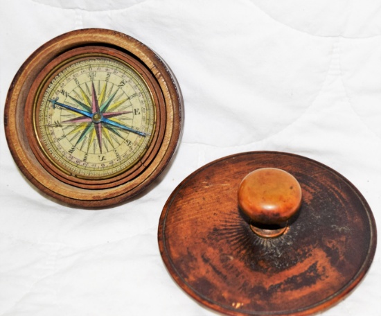1800s Compass in Wooden Case