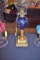 1800's Cobalt cut to clear moon & star oil lamp