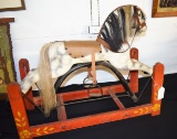 1800's Child's Wooden Paint Decorated Rocking Horse