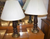 Pair of dark wood lamps