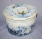 Early Blue & White stoneware cake crock