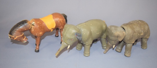 Early 1900's Schoenhut Elephants & Horse