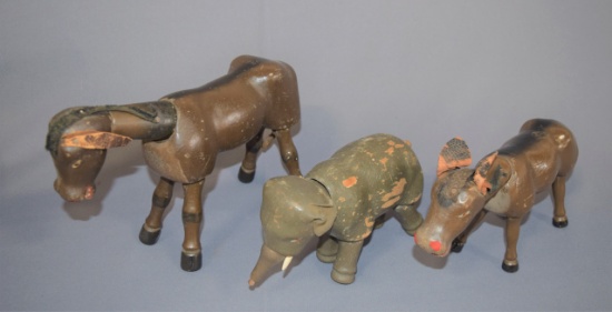 Early 1900's Schoenhut donkies & elephant