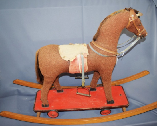 Early straw stuffed rocking horse