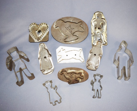 Lot of old tin cookie cutters