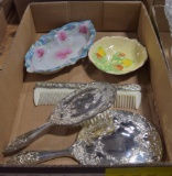 Silverplate dresser set & misc.