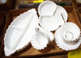 Box lot of milk glass with Fenton